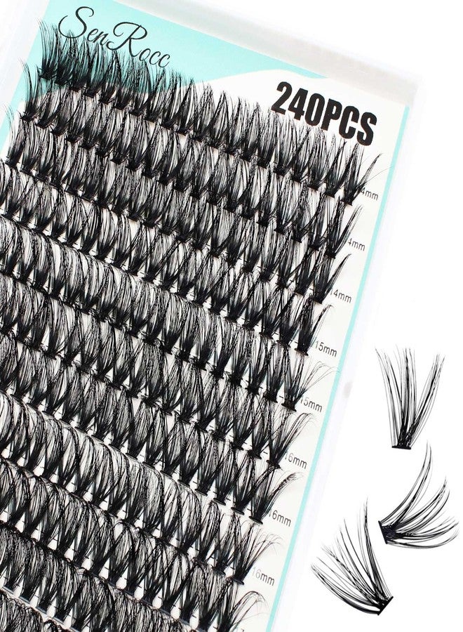 SenRocc Individual Lashes 14-18mm 240pcs Cluster Lashes D Curl Natural Look Mixed Tray DIY Eyelash Extension Volume Lash Clusters Eyelashes Long 0.07 Individual Lash Extensions (40D-0.07D-14-18mm) - Image 1